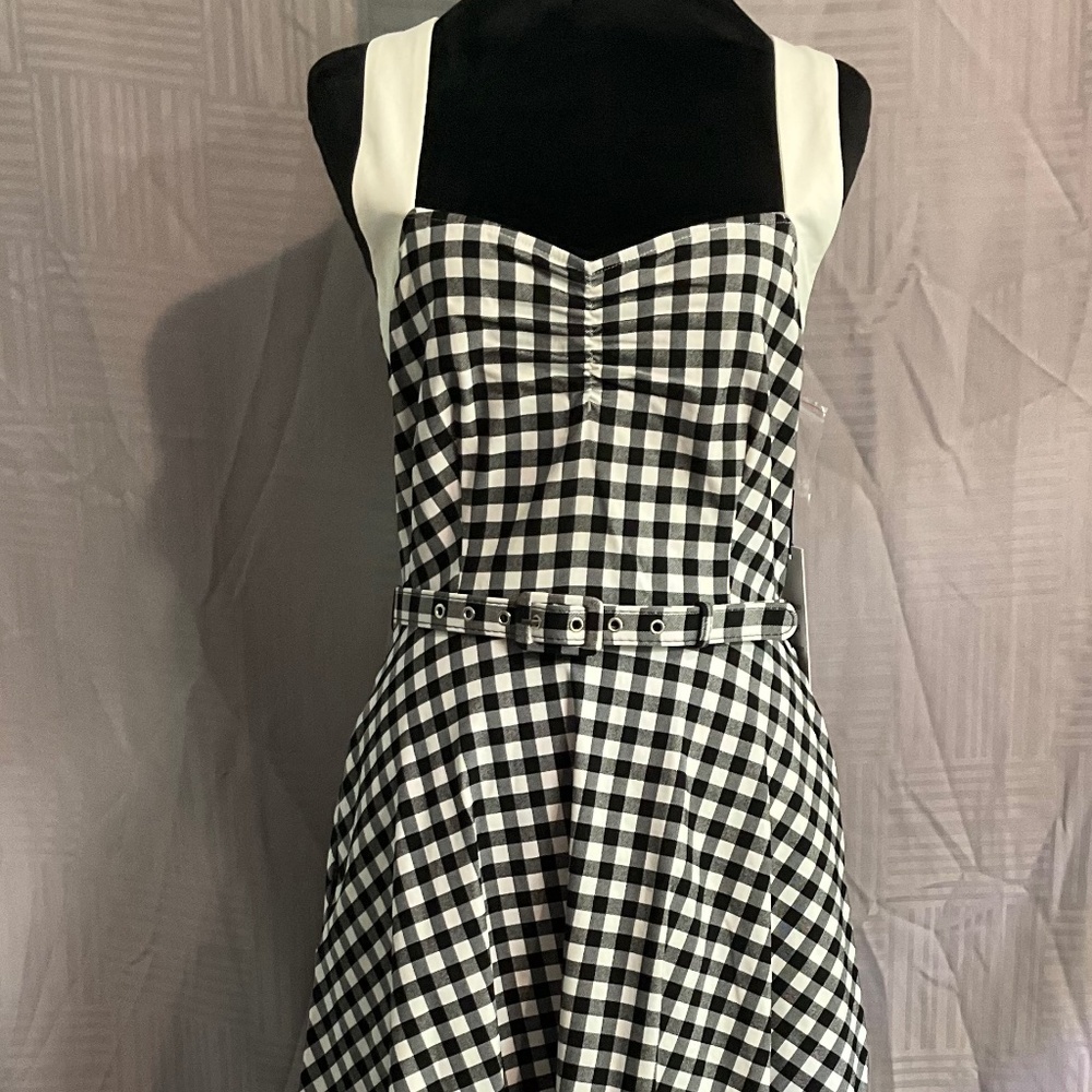 Black and White Gingham Swing Dress